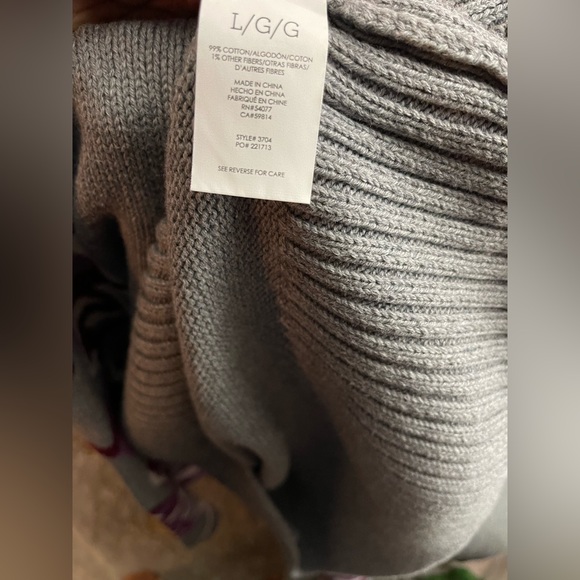 Gray and Purple Flower-Sleeve Cabi Sweater - Picture 7 of 7